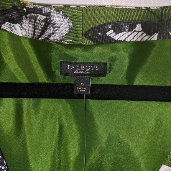 Talbot's Dark Green Butterfly and Flower Dress, Size 6 - Picture 8 of 11